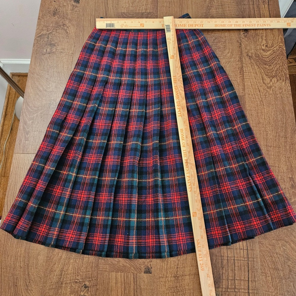 Pendleton Vintage Wool MacLennan Tartan Plaid Pleated Midi Skirt Red Blue USA - Picture 4 of 11